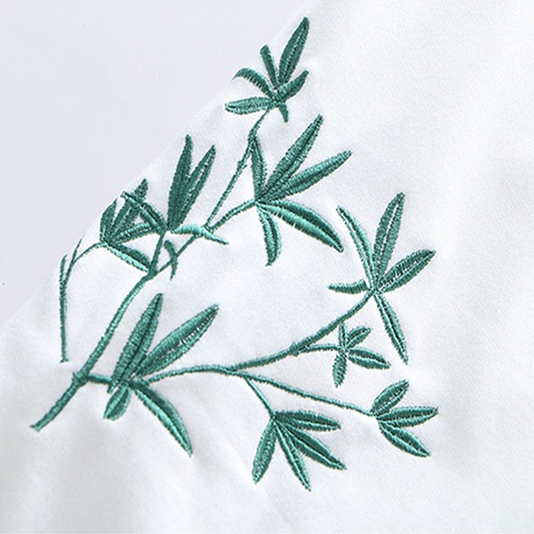 Bamboo Embroidery Bowknot Sleeves Sweatshirt