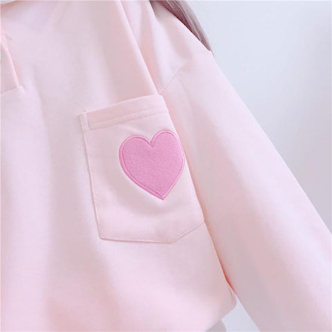 Love Heart Embroidery Sweatshirt