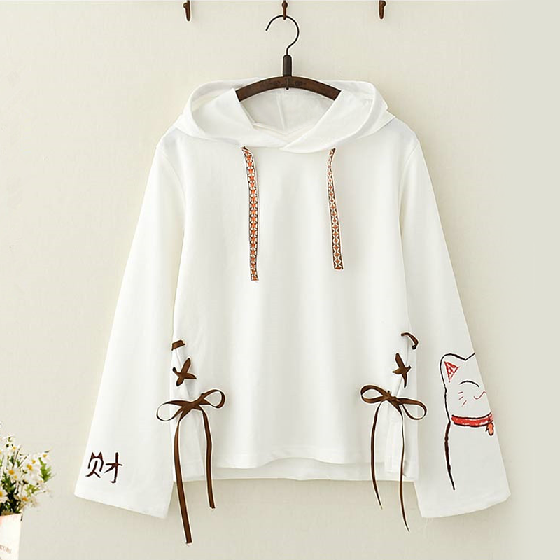Lucky Cat Bow Lace Hoodie