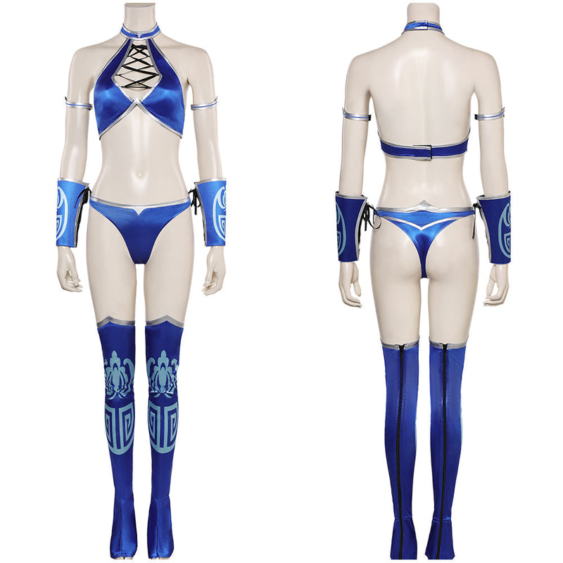 SeeCosplay Mortal Kombat 4 Game Kitana Women Blue Bikini Suit Carnival Halloween Costume