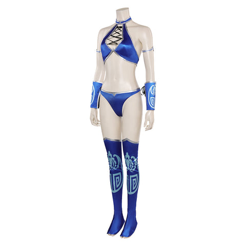 SeeCosplay Mortal Kombat 3 Game Kitana Women Blue Bikini Suit Carnival Halloween Costume
