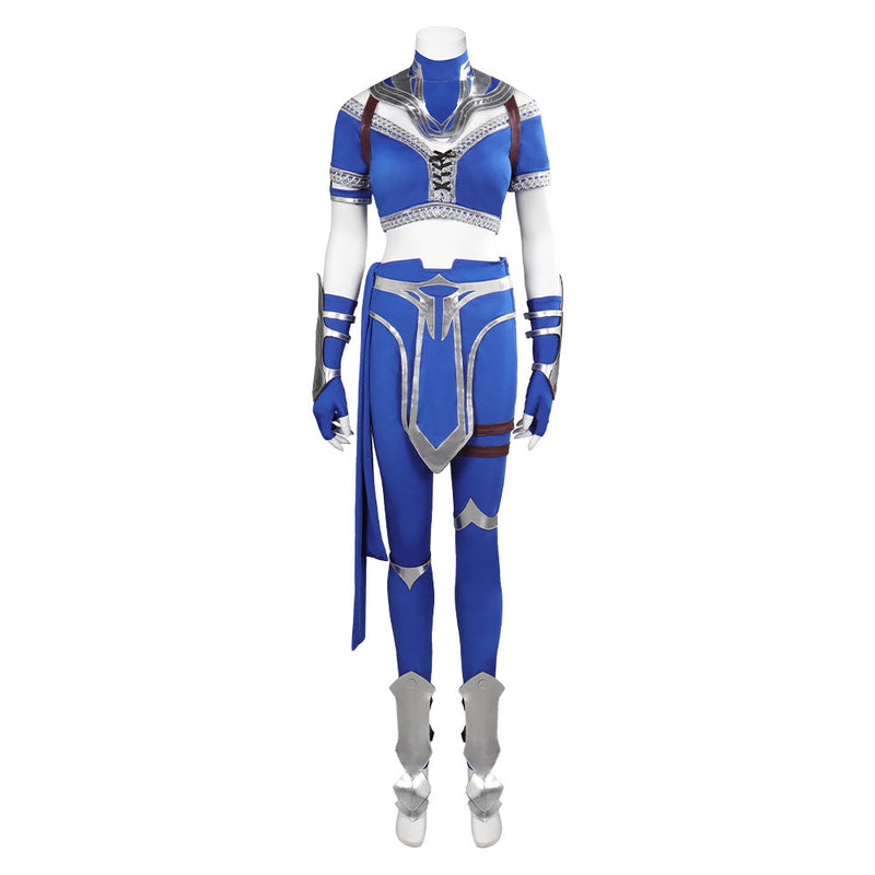 SeeCosplay Mortal Kombat Kitana Blue Female Fighter Suit Carnival Halloween Costume