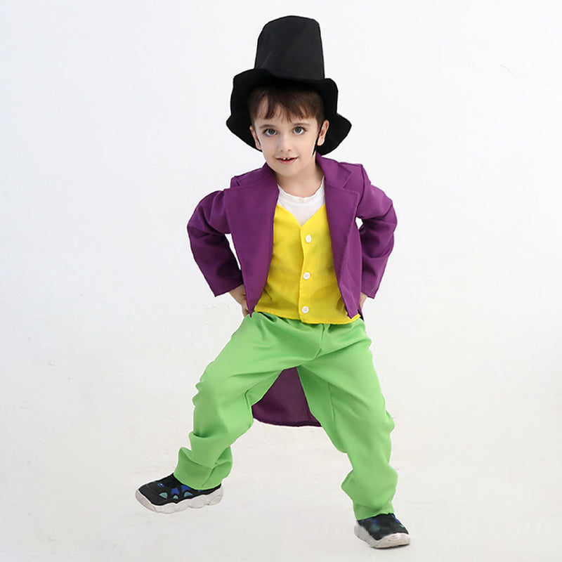 Movie SeeCosplay Charlie and the Chocolate Factory Willy Wonka Kids Children Outfits Party Carnival Halloween Cosplay Costume