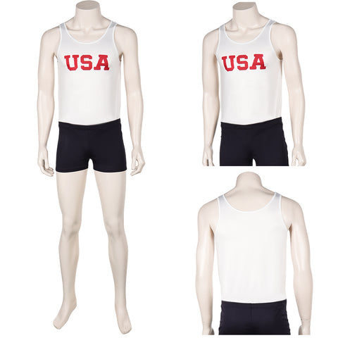 Movie The Boys In The Boat Jersey Rowing Team White Vest Set Outfits Cosplay Costume Suit