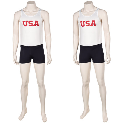 Movie The Boys In The Boat Jersey Rowing Team White Vest Set Outfits Cosplay Costume Suit