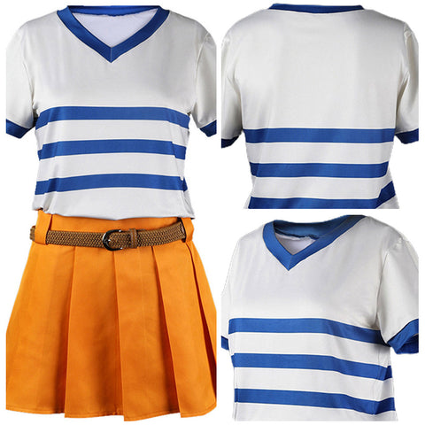 One Piece Nami Women T-shirt Skirt Party Carnival Halloween Cosplay Costume Female