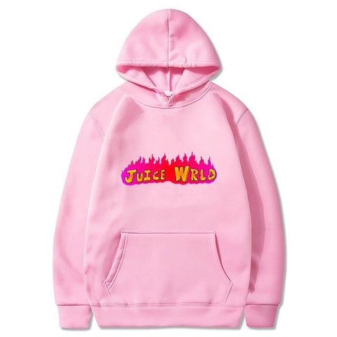 Juice WRLD Flame-print loose-fitting hoodie for men and women