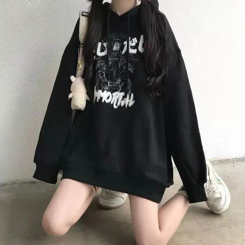 Kawaii Anime Harajuku Hoodie Women Ullzang Cute Cartoon Korean Style Sweatshirt Fashion Graphic Hoodie Female Tops Woman Clothes