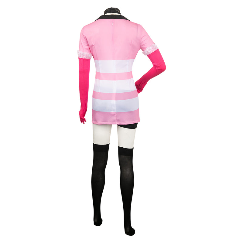  TV  SeeCosplay Hazbin Hotel Angel Dust Pink Tightsuit Outfits Cosplay Costume Halloween Carnival Suit