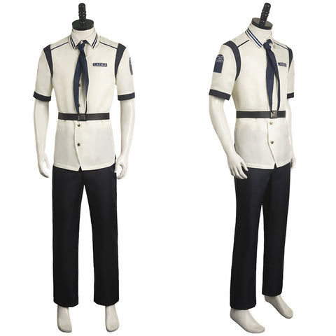 TV One Piece Marines Short Sleeved Outfits Uniform Halloween Carnival Cosplay Costume