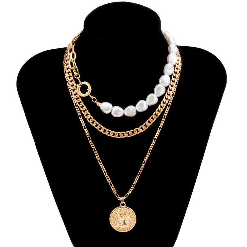 Vintage Baroque pearl Head pendant necklace