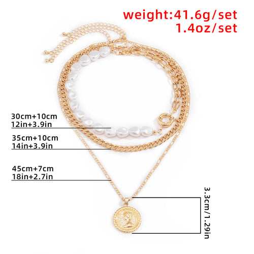 Vintage Baroque pearl Head pendant necklace