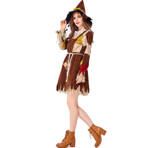 Adult Female Woman Scarecrow Cosplay Dress Costume Outfits Halloween Costume