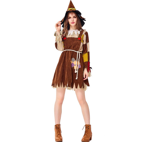 Adult Female Woman Scarecrow Cosplay Dress Costume Outfits Halloween Costume