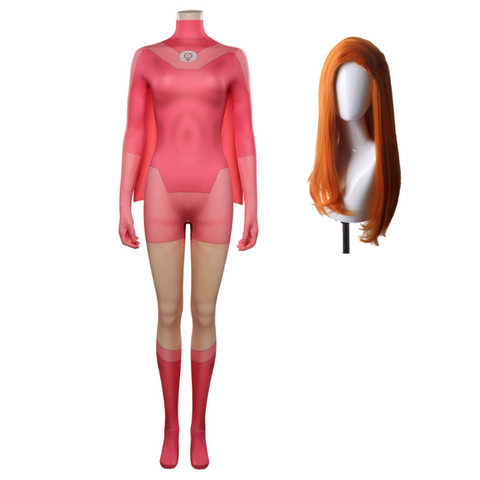 Invincible Atom Eve Pink Jumpsuit Cloak Cosplay Costumes for Adult Woman Halloween Costume