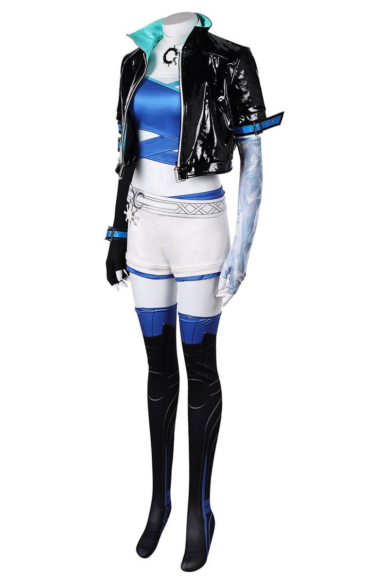 Luna Snow MV Rivals Luna Snow Cosplay Costume Blue White Suit Halloween Costume