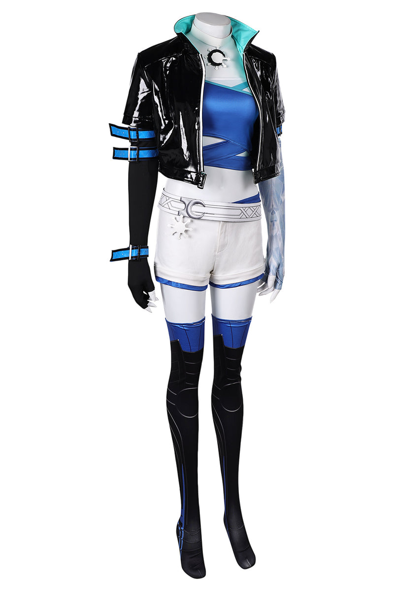 Luna Snow-MV Rivals: Luna Snow Blue White Suit Cosplay Costume Outfits Halloween Carnival Suit