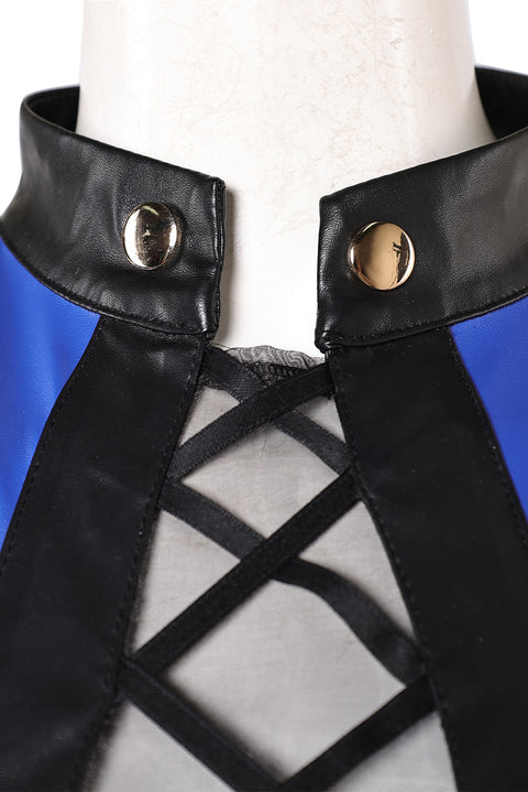 Mortal Kombat Kitana Women Blue Leather Outfit Cosplay Costume For Adult Female Halloween Costume