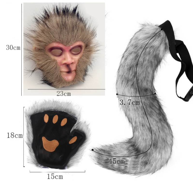 [Full In Stock] Black Myth Wukong: Mask Glove Tail Halloween Carnival Costume Accessories