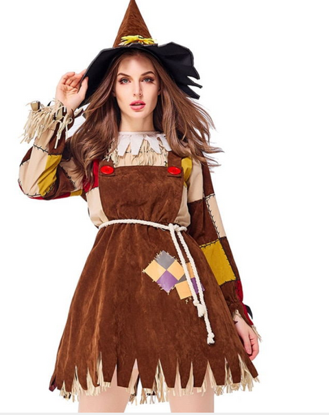 Adult Female Woman Scarecrow Cosplay Dress Costume Outfits Halloween Costume