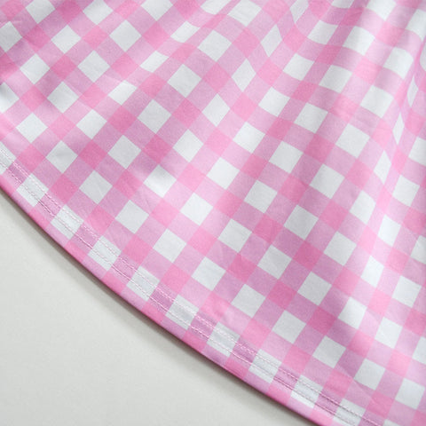 Kids Girls Pink Plaid Dress Outfits Halloween Costume