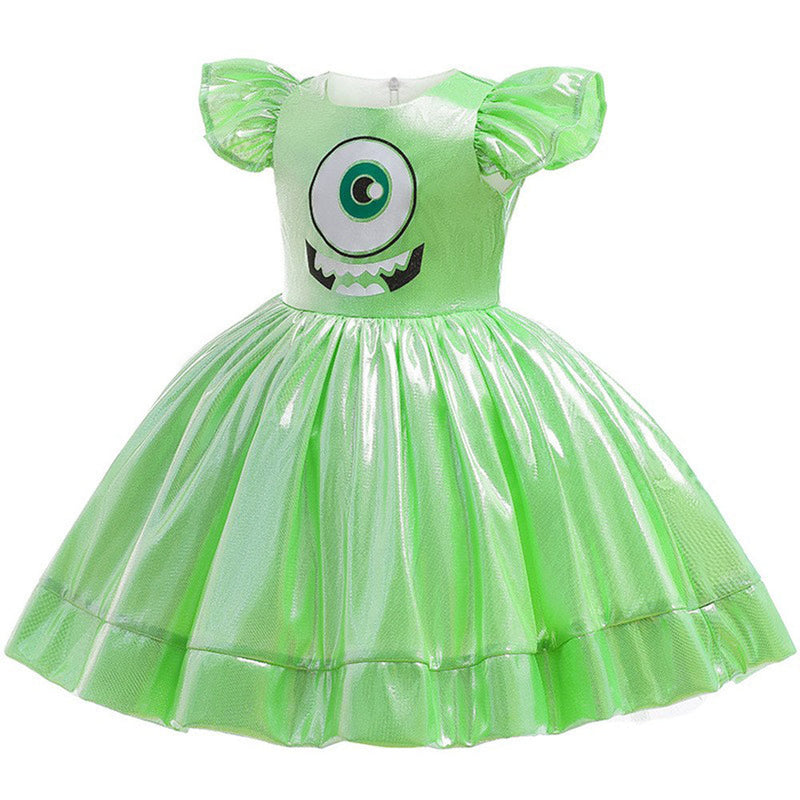 SeeCosplay Kids Girls Monsters University Mike Cosplay Costume Dress Outfits Halloween Carnival Party Suit GirlKidsCostume