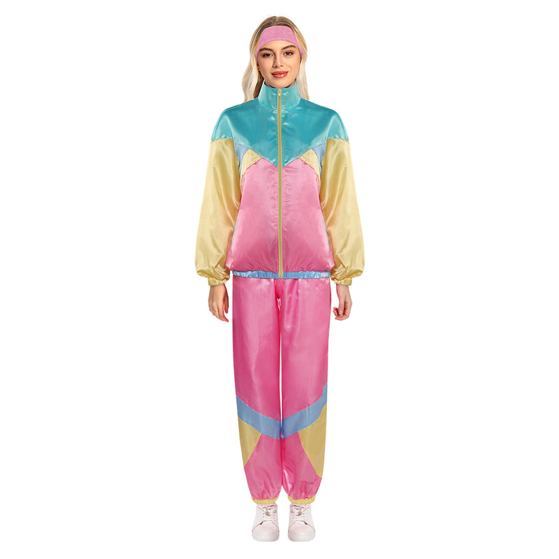 2 Piece Windbreaker Outfits 80s tracksuit women Cosplay Costume Outfits Halloween Carnival Party Suit Women 80s Costume