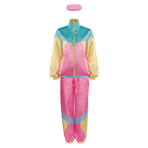 2 Piece Windbreaker Outfits 80s tracksuit women Cosplay Costume Outfits Halloween Carnival Party Suit Women 80s Costume