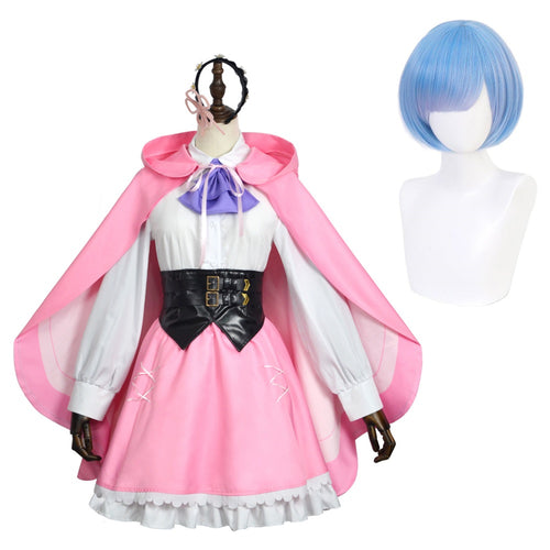 Re Zero Rem Pink Dress Cosplay Costume Halloween Carnival Party Suit