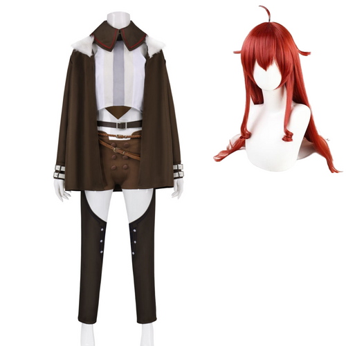 Mushoku Tensei Eris Greyrat Brown Coat Outfit Cosplay Costume Halloween Carnival Party Suit
