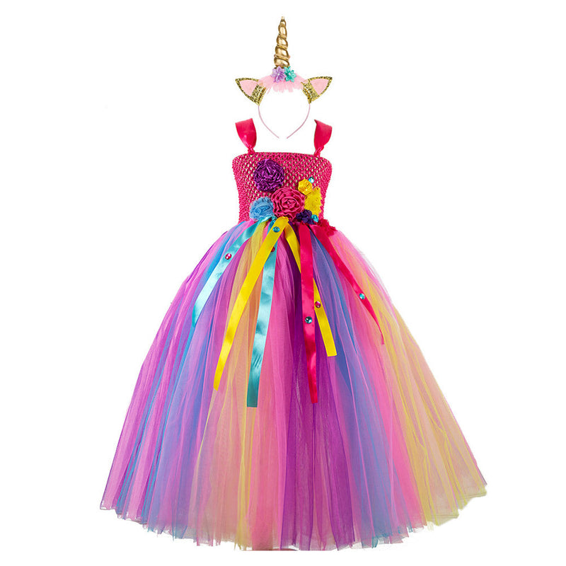 SeeCosplay Unicorn Tutu Dress Outfits for Kids Girls Age 6-8 Halloween Carnival Suit Cosplay Costume
