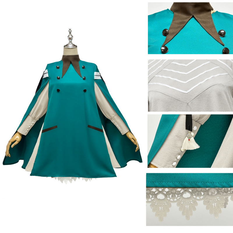 Tongari Boushi no Atelier Coco Cosplay Green Dress Halloween Carnival Party Suit