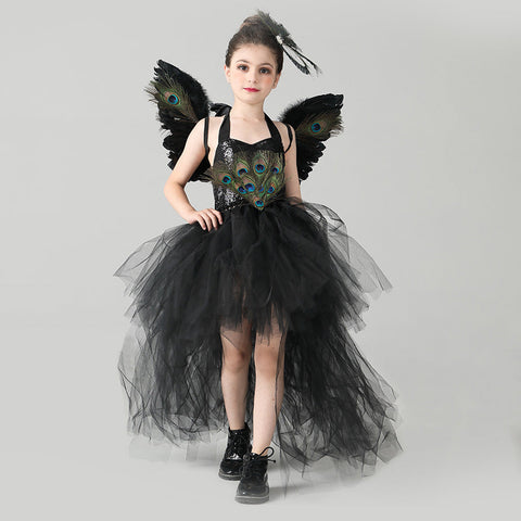 SeeCosplay Kids Gilrs Peacock Cosplay Costume Tutu Dress Outfits Halloween Carnival Party Disguise Suit