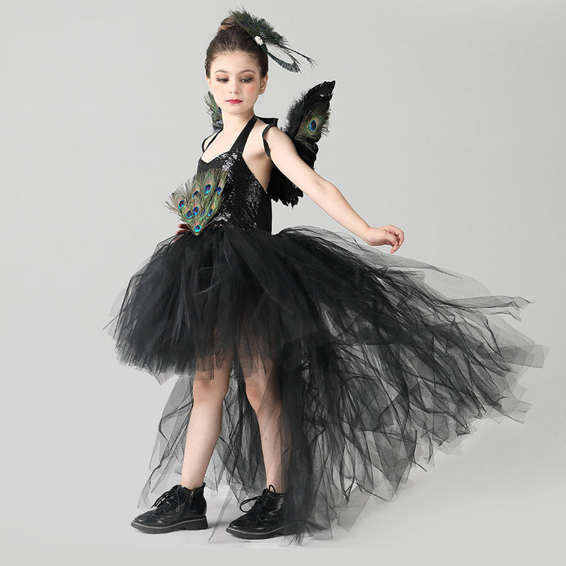 SeeCosplay Kids Gilrs Peacock Cosplay Costume Tutu Dress Outfits Halloween Carnival Party Disguise Suit GirlKidsCostume