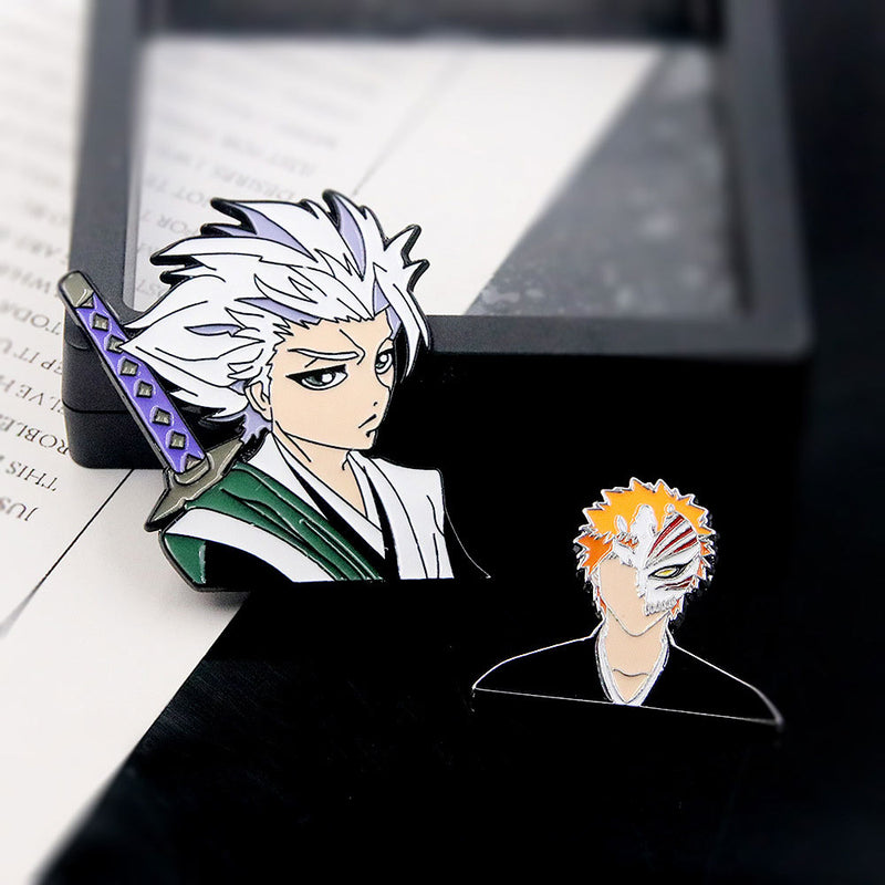 2pcs Bleach Kurosaki Ichigo Cosplay Badge Brooch Pin Collection Badge for Backpack Clothes