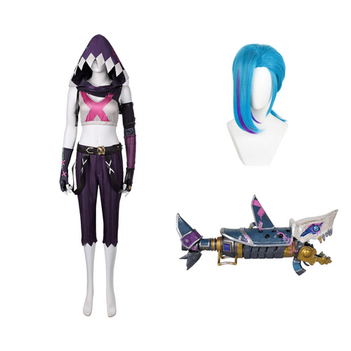League of Legends: Arcane-Jinx Hood Suit Cosplay Costume Outfits Halloween Costume