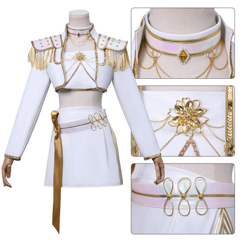 Mira Cosplay What It Sounds Like White Holographic Outfit For Adult Female Halloween Carnival Suit-Seecosplay