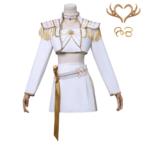 Mira Cosplay What It Sounds Like White Holographic Outfit For Adult Female Halloween Carnival Suit-Seecosplay