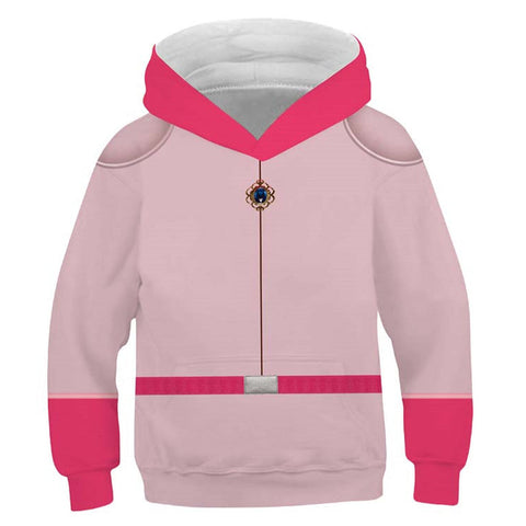 SeeCosplay Kids Children Princess Peach Cosplay Hoodie Printed Hooded Sweatshirt Casual Streetwear