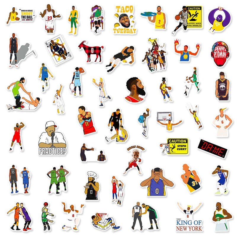 50 Pcs Basketball Stickers for Kids and Adults, Vinyl Waterproof Stickers for Water Bottle Luggage S