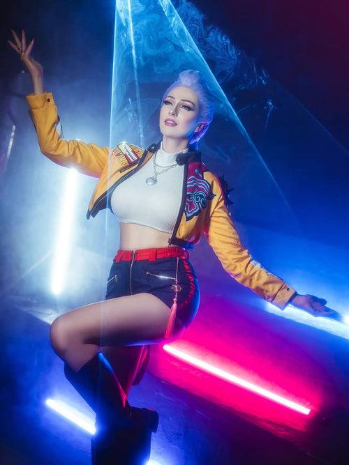 Rumi Cosplay Yellow Jacket Outfit Female Halloween Carnival Suit