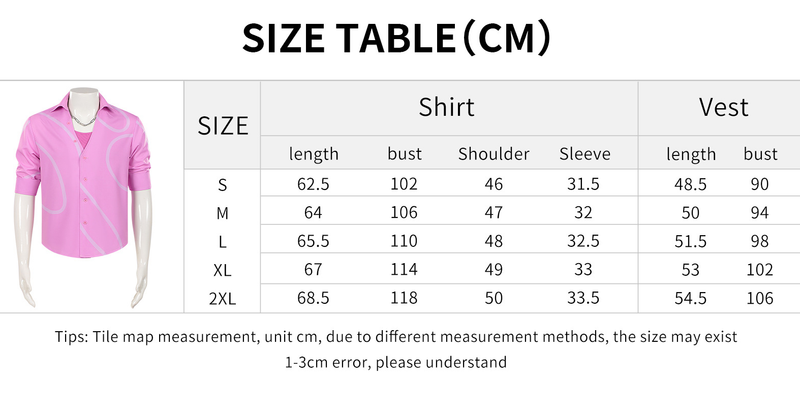 Romance Pink Cosplay Shirt For Adult Man Halloween Costume