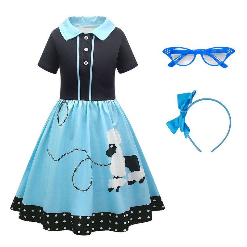 [Full In Stock] Christmas Costume: 6Pc/Set Poodle Cosplay Costume Kids Girls Dress Halloween Carnival Disguise Roleplay Suit GirlKidsCostume