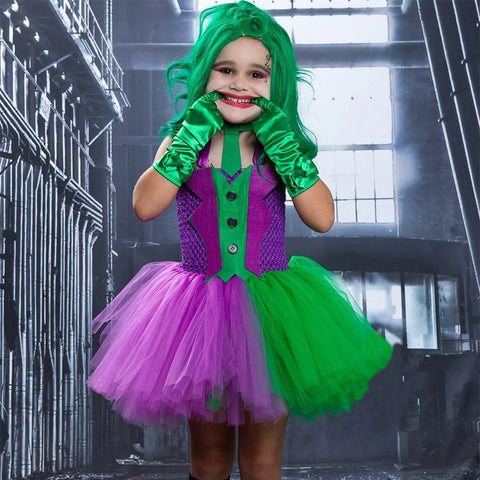 SeeCosplay Kids Girls Joker Cosplay Costume Outfits Tutu Dress Outfits Halloween Carnival Party Suit GirlKidsCostume