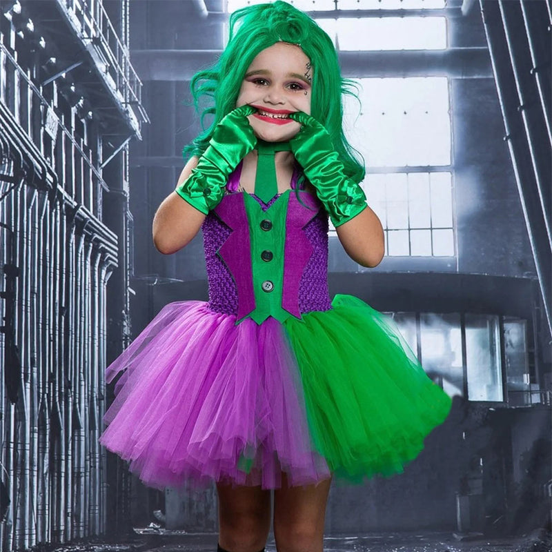 Joker:Kid JokerTutu Dress Kids Girls Cosplay Costume Outfits Halloween Carnival Party Suit