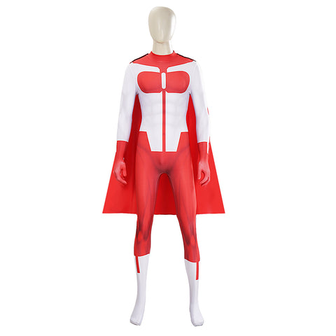 Invincible Omni-Man Cosplay Costume For Adult Nolan Grayson Male White Red Jumpsuit Halloween Carnival Suit