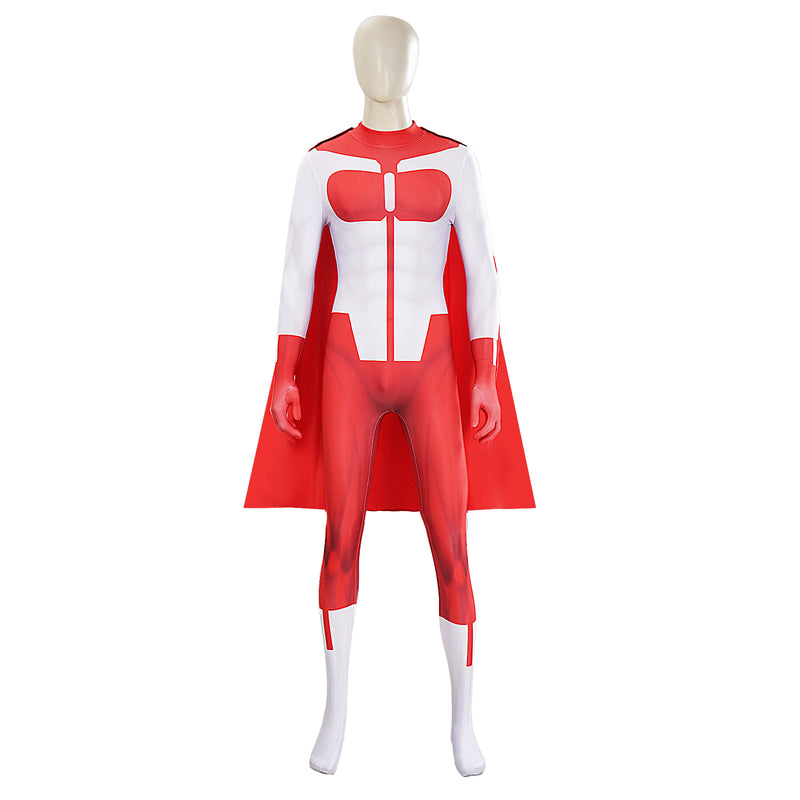 Invincible Omni-Man Cosplay Costume For Adult Nolan Grayson Male White Red Jumpsuit Halloween Carnival Suit
