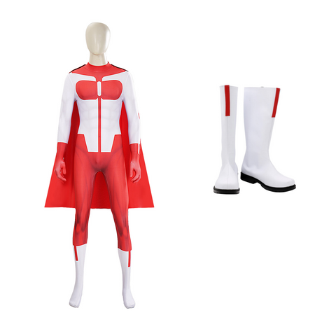 Invincible Omni-Man Cosplay Costume For Adult Nolan Grayson Male White Red Jumpsuit Halloween Carnival Suit