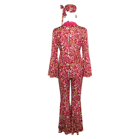 70s Outfits for Women Hippie Costume Set 1960's 1970's Hippie Costume Cosplay Costume Outfits Halloween Carnival Suit