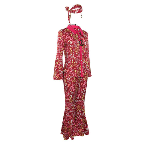 70s Outfits for Women Hippie Costume Set 1960's 1970's Hippie Costume Cosplay Costume Outfits Halloween Carnival Suit